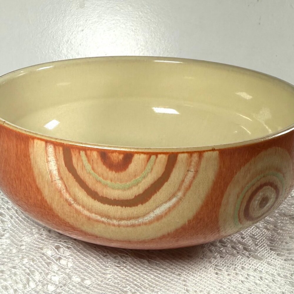 DENBY Langley Fire Chilli Cereal Bowl - Rust & Tan Swirl Design, Fire Line Trim